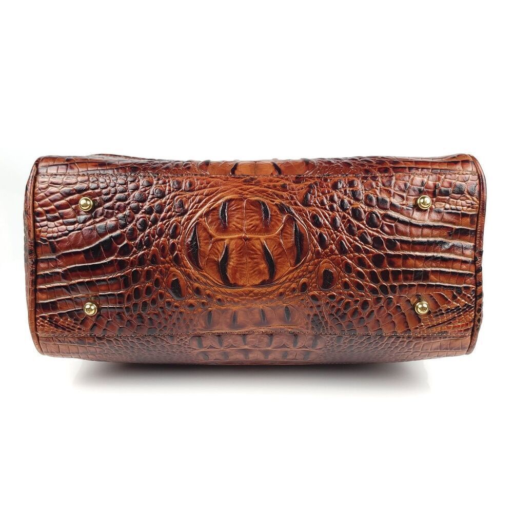 RARE Brahmin Stacy Bonnie Melbourne Collection Pecan Croc Leather Dr. Bag Set - Picture 11 of 16